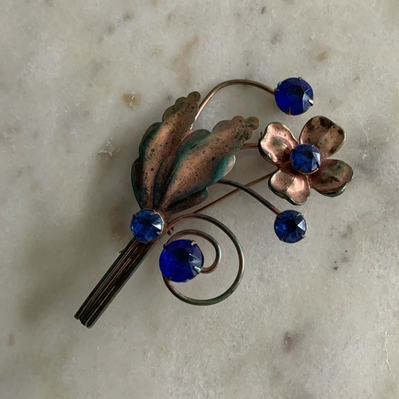 Blue Floral Brooch - Picture 5 of 9